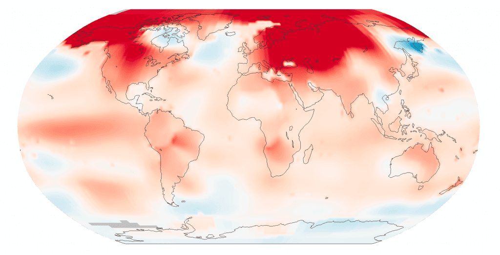 réchauffement climatique record température NASA février february
