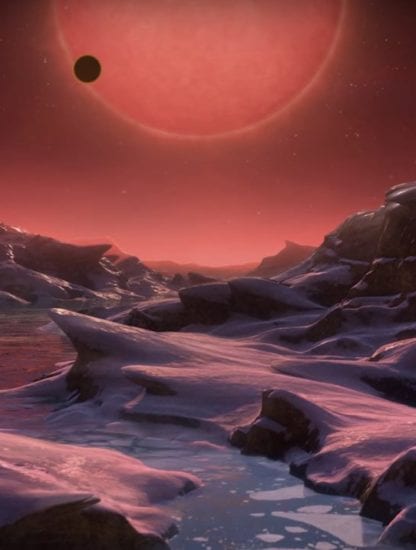 illustration vue artiste trappist-1 depuis planete habitable