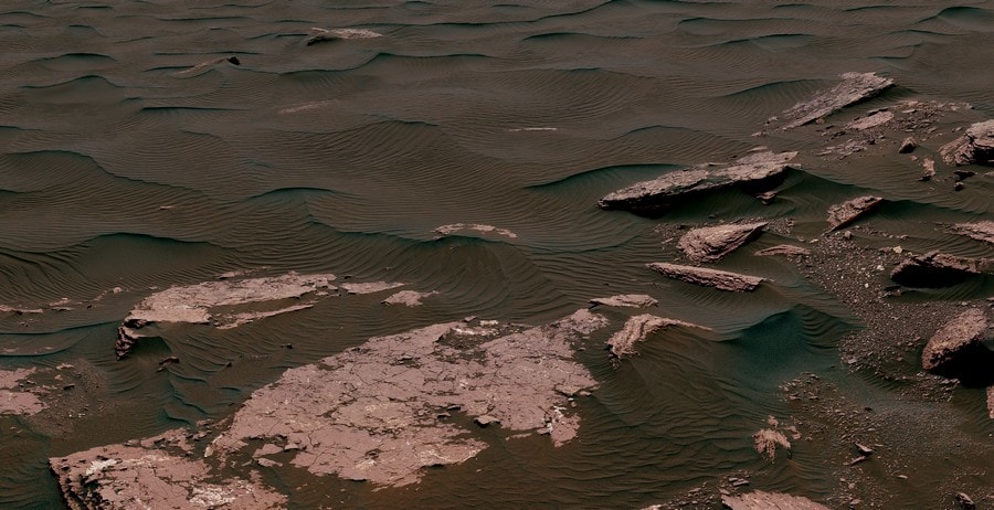 dunes linéaires en croissant rover nasa curiosity mars sable