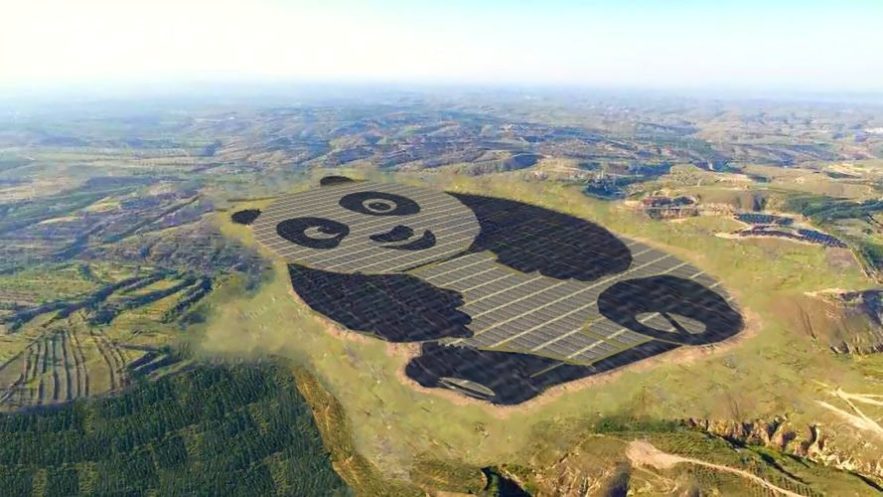 centrale solaire panda géant chine panneaux photovoltaiques