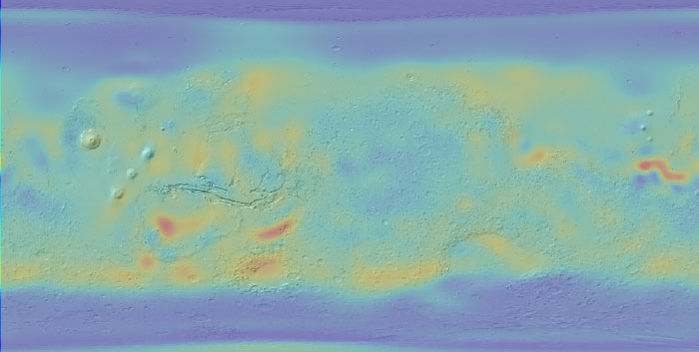 mars eau planète rouge glace découverte analyse données odyssey carte