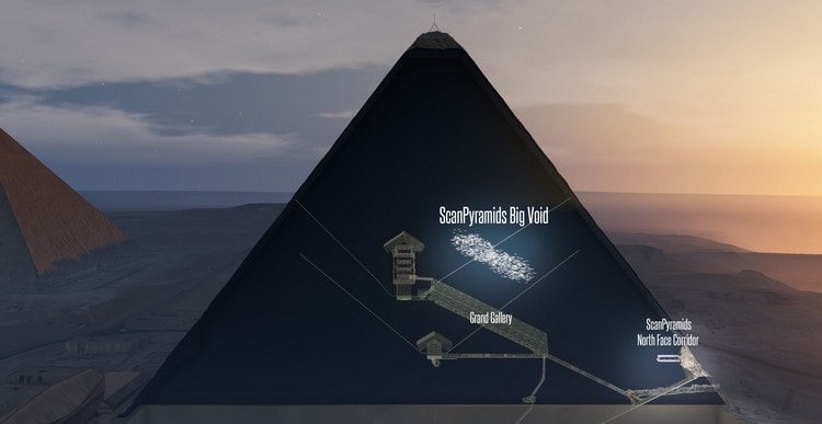 grande pyramide gizeh kheops vide chambre air intérieur découverte