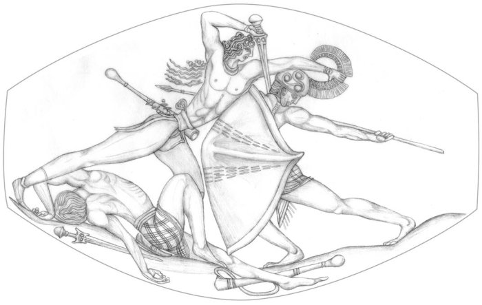 pylos combat pierre agate guerrier griffon art grec