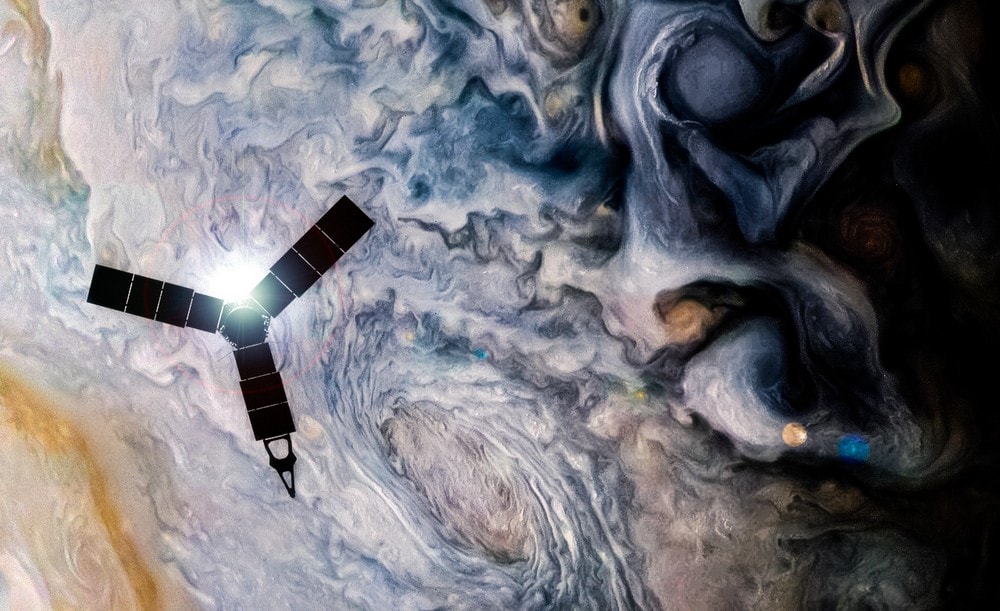 sonde vaisseau spatial nasa juno jupiter nuages gaz
