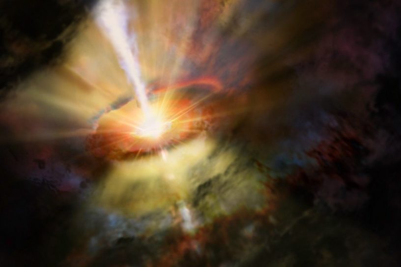 trou noir supermassif accretion disque matiere jet gaz plasma