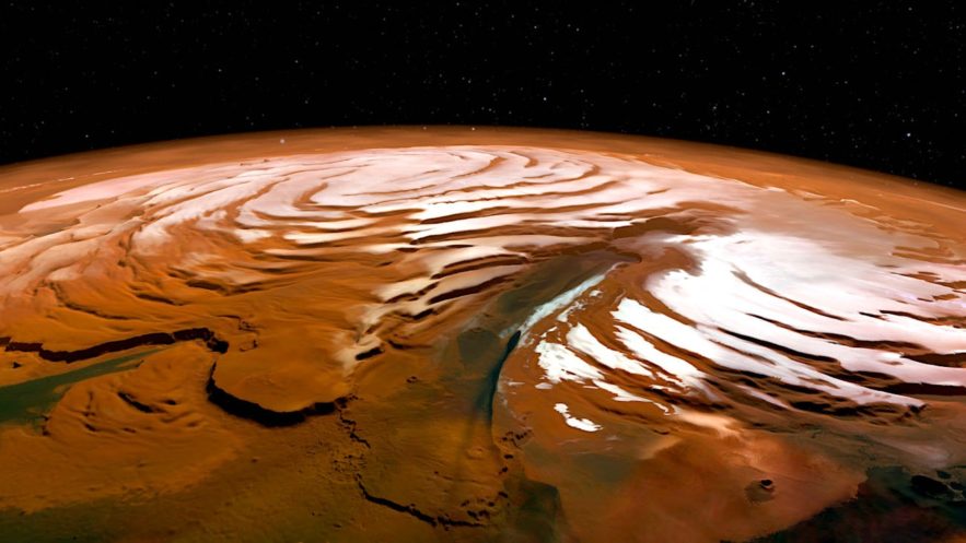 vue perspective calotte polaire nord Mars