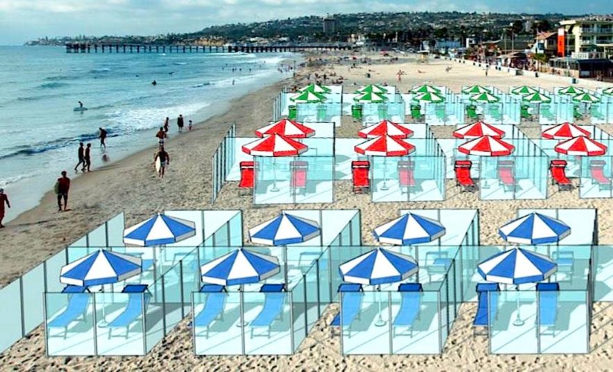 cages plexiglas plages Italie pandémie