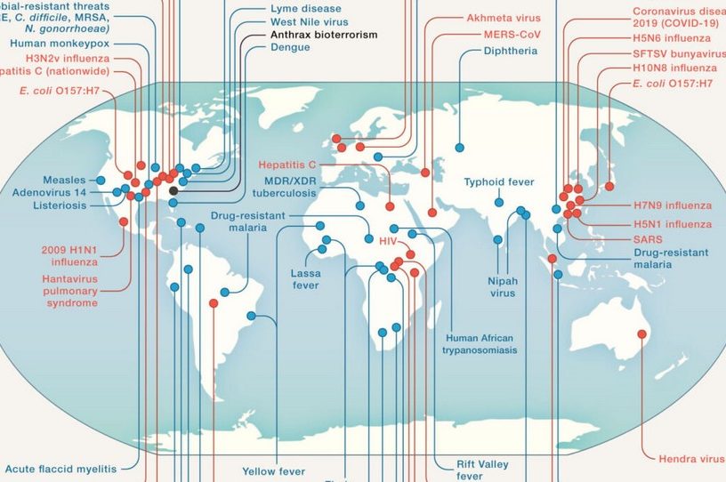 carte monde maladies