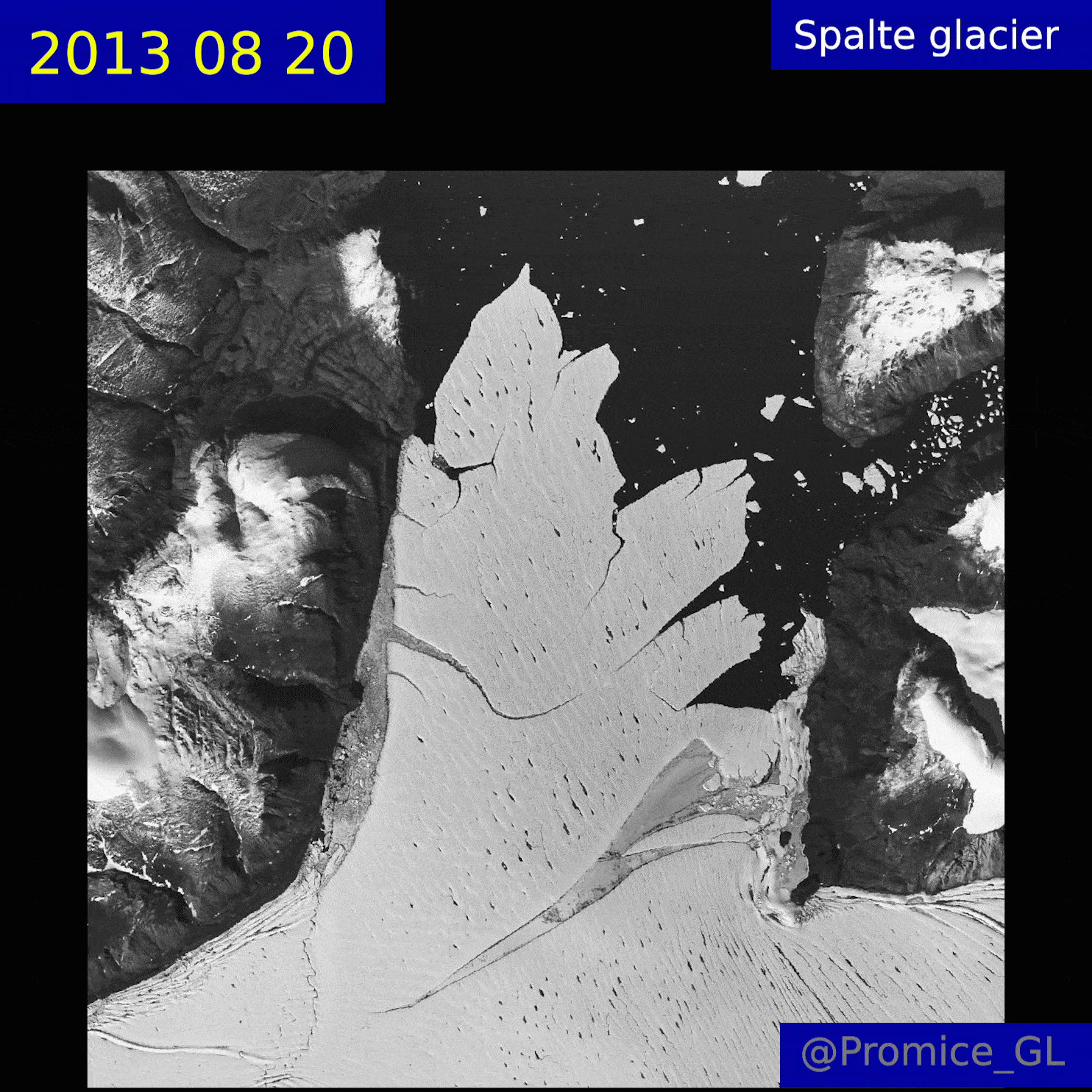 animation évolution vêlage glacier Groenland