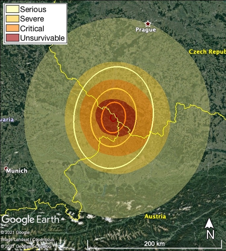 zone impact asteroide europe