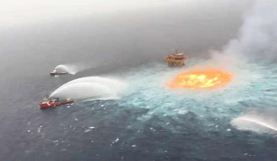 fuite pipeline sous-marin provoque gigantesque incendie golfe mexique