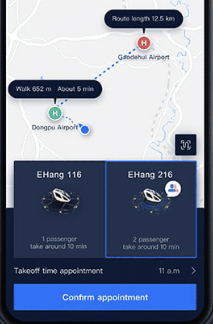 apercu application taxis volants ehang