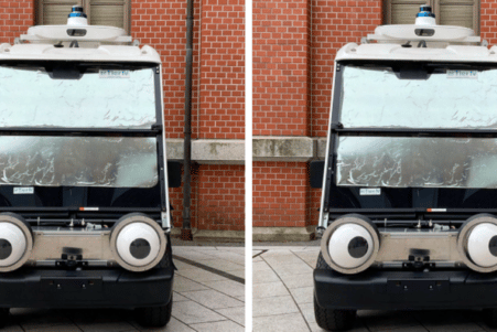 voiture autonome avec des yeux securite routiere