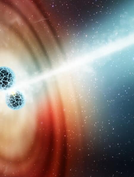 jet relativiste fusion étoiles à neutrons