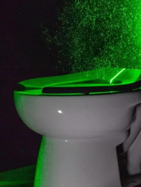visualisation panaches particules toilettes chasse d'eau
