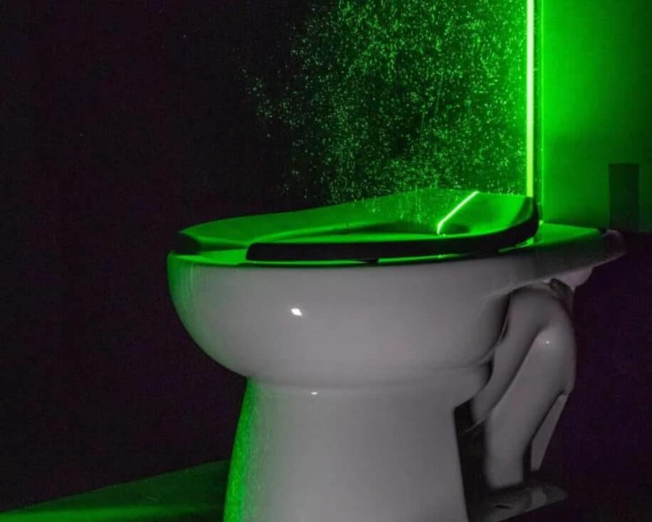 visualisation panaches particules toilettes chasse d'eau