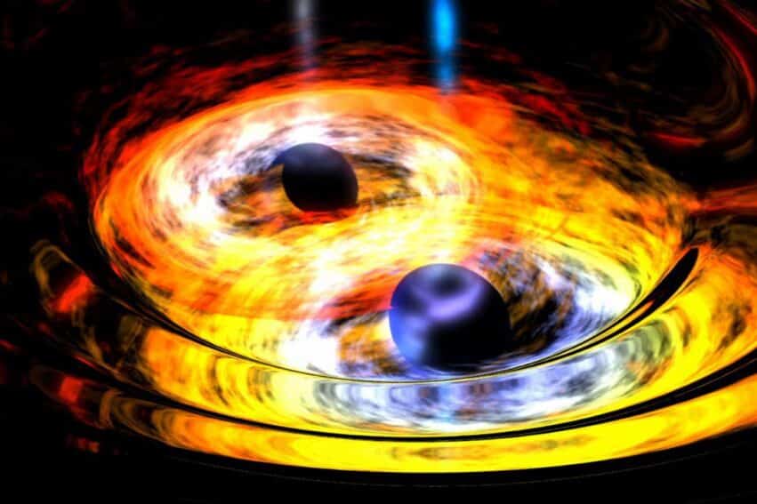 des chercheurs fournissent une modelisation 100 fois plus precise des ondes gravitationnelles issues de la fusion des trous noirs couv