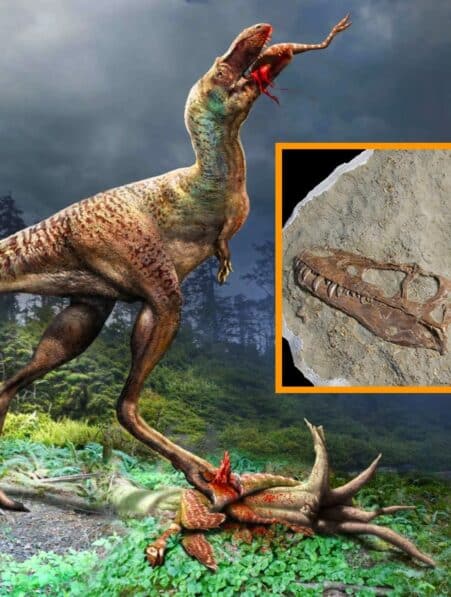 premiere decouverte dernier repas fossilise jeune tyrannosaure couv