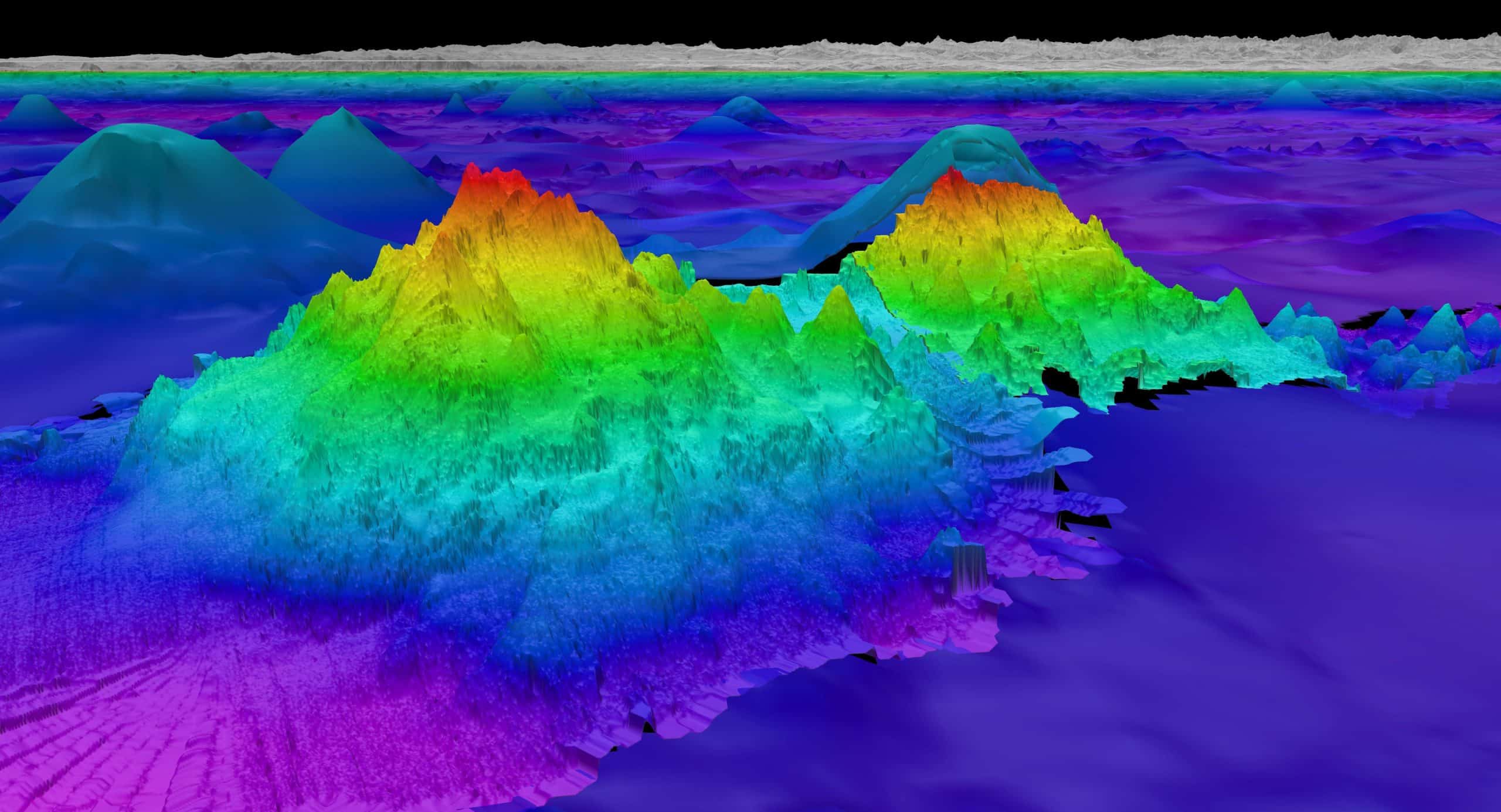 Voor de kust van Peru en Chili werden vier gigantische onderzeese bergen ontdekt
