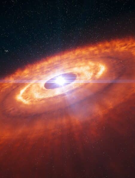 Artist’s impression of a young star surrounded by a protoplane