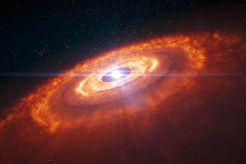 Artist’s impression of a young star surrounded by a protoplane