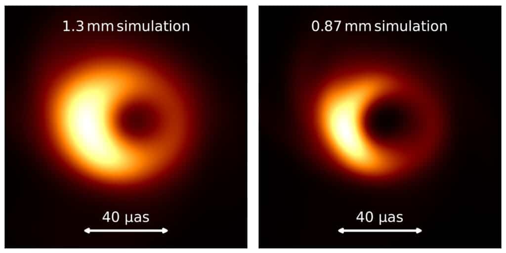 Computer simulation illustrating how a black hole looks like at