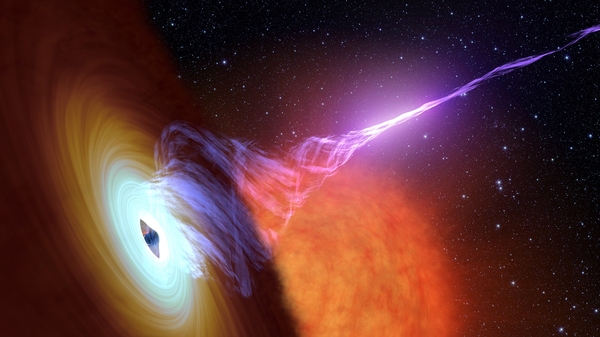 Première observation en temps réel de la formation de jets de plasma autour d’un trou noir supermassif