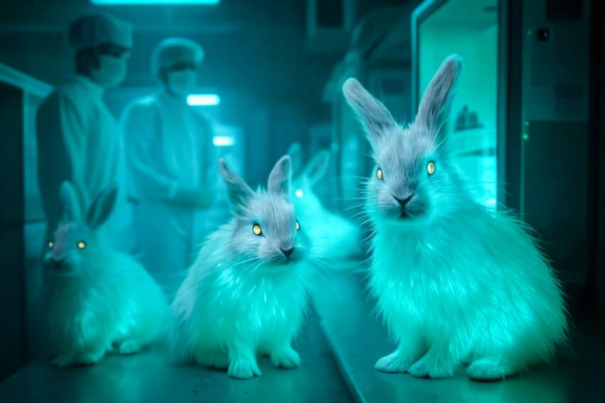 bientot lapins fluorescents vente start up mise animaux genetiquement modifies couv