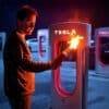 il tente incendier bornes tesla et s embrase couv