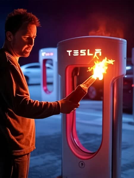 il tente incendier bornes tesla et s embrase couv