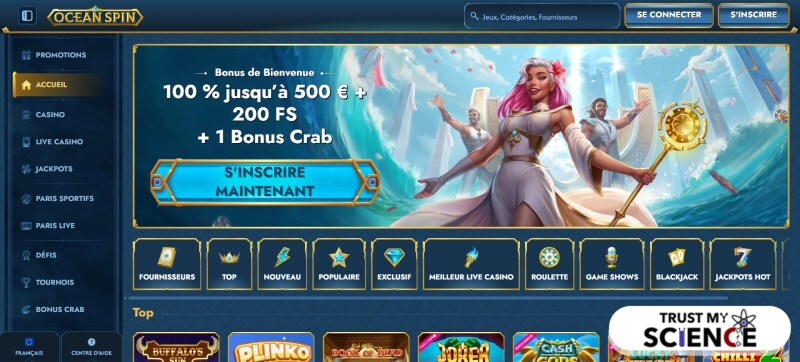 OceanSpin meilleur site de casino canadien