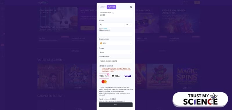 paiement au casino CASHlib